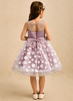 Azazie Billie Flower Girl Dresses Dusty Rose Ball-Gown Pleated Matte Satin Dress image2