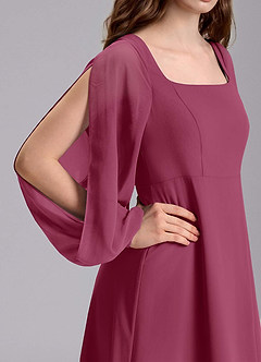 Azazie Bondi Junior Vestido de Mora de Gasa de Corte en A con Blusón image8