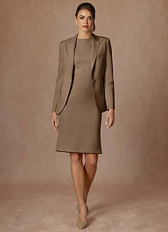 front Kennedy Trüffel Raffiniertes Performance-Kleid aus Webstoff