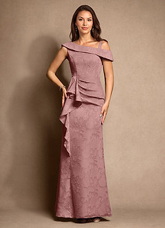 Azazie Hamptons Kleider für die Brautmutter A-Linie Plissee Blumen-Burnout Kleid Altrosa image6