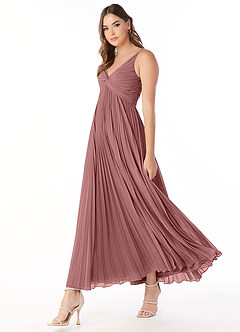 Azazie Raychelle Bridesmaid Dresses Desert Rose A-Line V-Neck Chiffon Dress image3