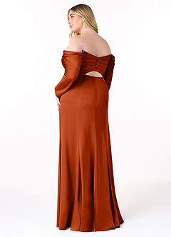 Azazie Hallie Robes de demoiselle d'honneur Robe Fourreau Convertible en Satin extensible Schulterfreies Langarmshirt Paprika image10