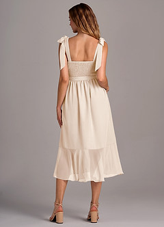 Azazie Deb Brautjungfernkleider Wandelbar A-Linie mit Taschen Chiffon Kleid Alabaster Weiß image6