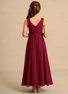 Azazie Ducky Junior Formal Blumenmädchenkleider A-Linie Plissee Chiffon Kleid Burgunderrot image2