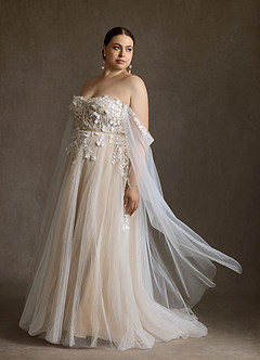 Azazie Wynery Robes de mariée Robe Princesse en Dentelle Épaules dénudées Diamant Nude image12