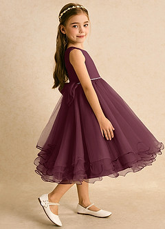 Azazie Lass Flower Girl Dresses Cabernet A-Line Bow Tulle Dress image4