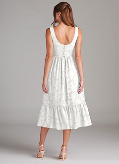 Azazie Alissa Bridesmaid Dresses White A-Line with Pockets Floral Burnout Dress image8