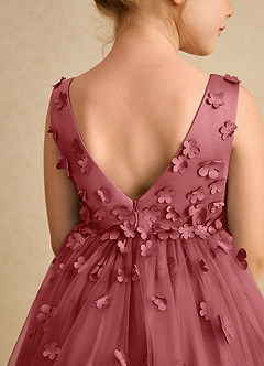 Azazie Lana Flower Girl Klänningar Klä A-Line i Matt satäng Ärmlös image7