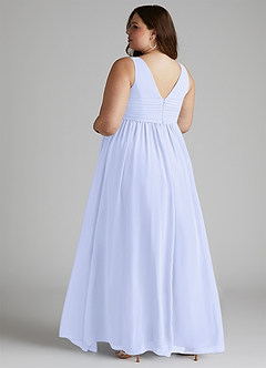 Azazie Yetta Maternity Bridesmaid Dresses A-Line V-Neck Gathered Chiffon Floor-Length Dress image11