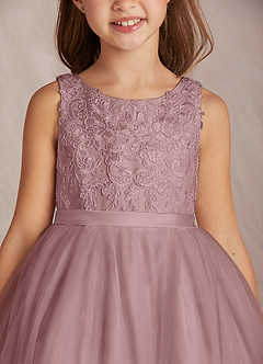 Azazie Calla Flower Girl Dresses Dusty Rose Ball-Gown Lace Tulle Dress image5