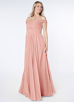 Azazie Audrianna Bridesmaid Dresses Rosette A-Line Off-The-Shoulder Gathered Chiffon Convertible Dress image2