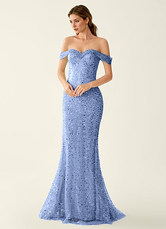 Caterina Glace Bleue Robe de bal à perles et paillettes, dos lacé image3