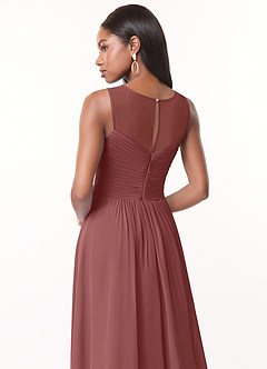 Azazie Gigi Final Sale Dolphin Grey A-Line Pleated Chiffon Dress image4