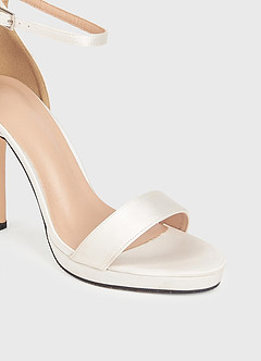 front Satin Platform Ankle Strap Stiletto Heels