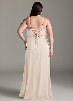 Azazie Marchella Bridesmaid Dresses White Alabaster A-Line Corset Stretch Satin Dress image2