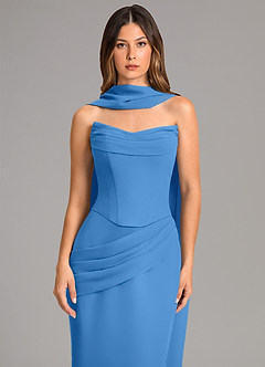 Azazie Sorrel Robes de demoiselle d'honneur Robe Sirène en Mousseline de soie Corset Geai Bleu image6