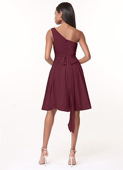 Azazie Katrina Brautjungfernkleider A-Linie One-Shoulder Chiffon Kleid Cabernetrot image2