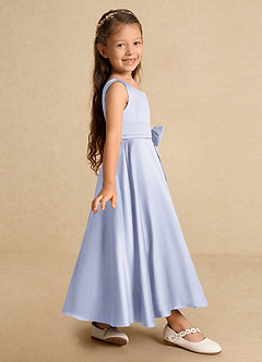 Azazie Lindy Flower Girl Dresses Lavender A-Line Pleated Matte Satin Dress image5