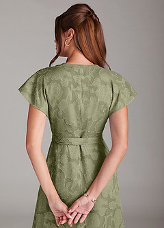 Azazie Ling Bridesmaid Dresses Pistachio A-Line Pleated Floral Burnout Dress image8