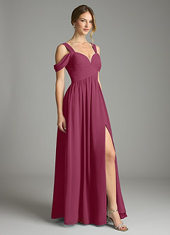 Azazie Lianne Bridesmaid Dresses Mulberry A-Line Off the Shoulder Chiffon Dress image5