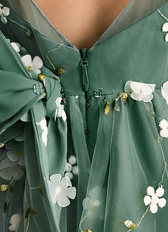 Azazie Elowen vestidos de niña de las flores Vestido Verde Oscuro de Encaje de Línea A con Escote corazón image7