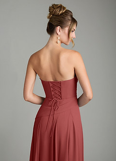 Azazie Gabriela Bridesmaid Dresses Terracotta A-Line Corset Chiffon Dress image11