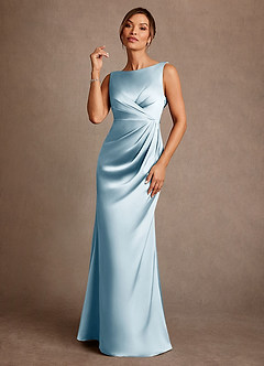 Azazie Baltimore Mother of the Bride Dresses Sky Blue A-Line Pleated Stretch Satin Dress image1