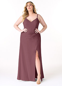 Azazie Leo Bridesmaid Dresses Sangria Mermaid V-Neck Pleated Chiffon Dress image7