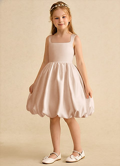 Azazie Nirvana Blumenmädchenkleider Ballkleid Gestreift Matte Satin Kleid Englisches Rosa image5