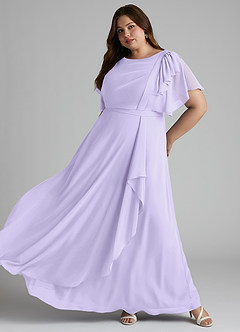 Azazie Aaliyah Modest Bridesmaid Dresses A-Line Scoop Pleated Chiffon Floor-Length Dress image8