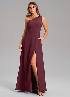 Azazie Phaedra Brautjungfernkleider A-Linie One-Shoulder Chiffon Kleid Cabernetrot image3
