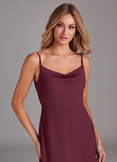 Azazie Daenerys Bridesmaid Dresses Cabernet A-Line Cowl Chiffon Dress image6