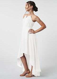 Azazie Oaklynn Junior Ivory A-Line Pleated Chiffon Dress image4