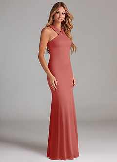 Azazie Doretta Robes de demoiselle d'honneur Robe Sirène en Mousseline de soie Plissée Antique Rose image4