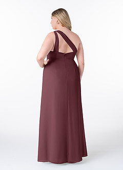Azazie Maive Bridesmaid Dresses Sangria Sheath Pleated Ruffle Chiffon Dress image8
