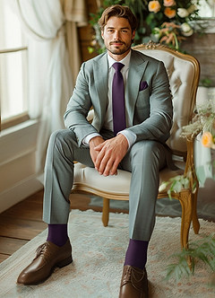 front Matching Wide Tie & Pocket Square & Cuff Links & Socks Set