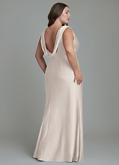 Azazie Kieryn Bridesmaid Dresses White Alabaster Mermaid Pleated Stretch Satin Dress image8