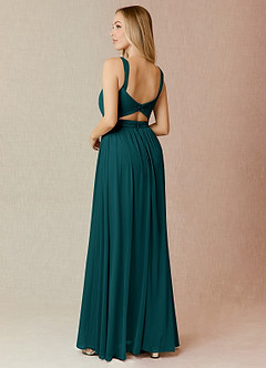 Azazie Reniya Bridesmaid Dresses Peacock A-Line Pleated Mesh Convertible Dress image2
