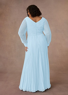 Azazie Zina Mother of the Bride Dresses Sky Blue A-Line Pleated Chiffon Dress image8