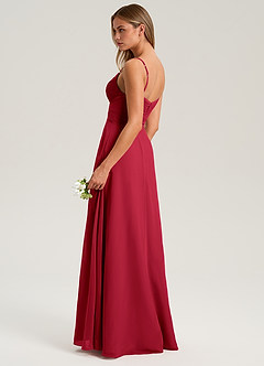 Azazie Terese Bridesmaid Dresses Scarlet A-Line Pleated Chiffon Dress image5