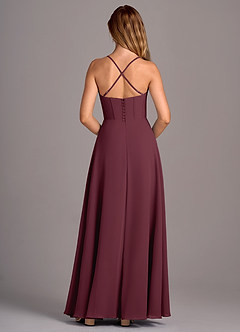 Azazie Carolyn Robes de demoiselle d'honneur Robe Trapèze en Mousseline de soie Plissée Cabernet image6