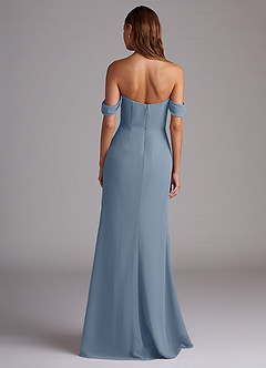 Azazie Saige Bridesmaid Dresses Dusty Blue A-Line Off the Shoulder Chiffon Convertible Dress image7