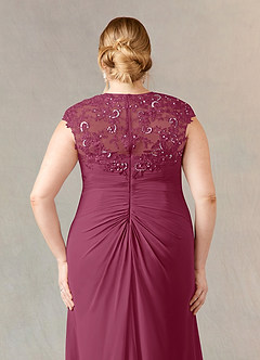 Azazie Birdie Mother of the Bride Dresses Mulberry A-Line Queen Anne Sequins Chiffon Dress image12