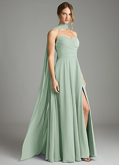 Azazie Ayla Abiti da Damigella Abito A-Line in Chiffon Scollo a Cuore Agave image1