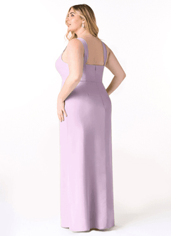 Azazie Denice Bridesmaid Dresses Frosted Lilac Sheath Pleated Chiffon Dress image12