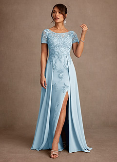 Azazie Alva Mother of the Bride Dresses Sky Blue A-Line Lace Dress image4