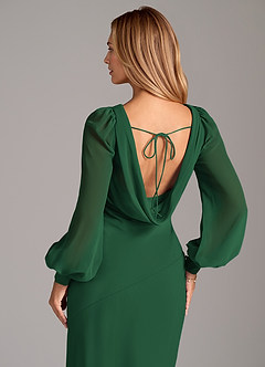 Azazie Rylina Bridesmaid Dresses Dark Green Mermaid Long Sleeve Chiffon Dress image2