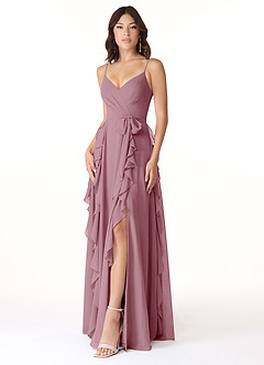 Azazie Peyton Bridesmaid Dresses Vintage Mauve A-Line Ruched Chiffon Dress image1