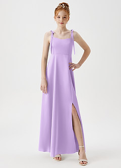 Azazie Rosey Junior A-Linie Herzausschnitt Stretch-Satin Kleid Flieder image5