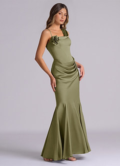 Azazie Inara Bridesmaid Dresses Pistachio Mermaid Pleated Stretch Satin Dress image5